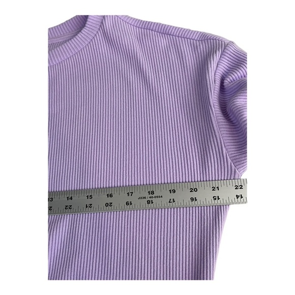 No Boundaries Cropped Crew Long Sleeve Ribbed Lavender Womens Size XL - Picture 5 of 5